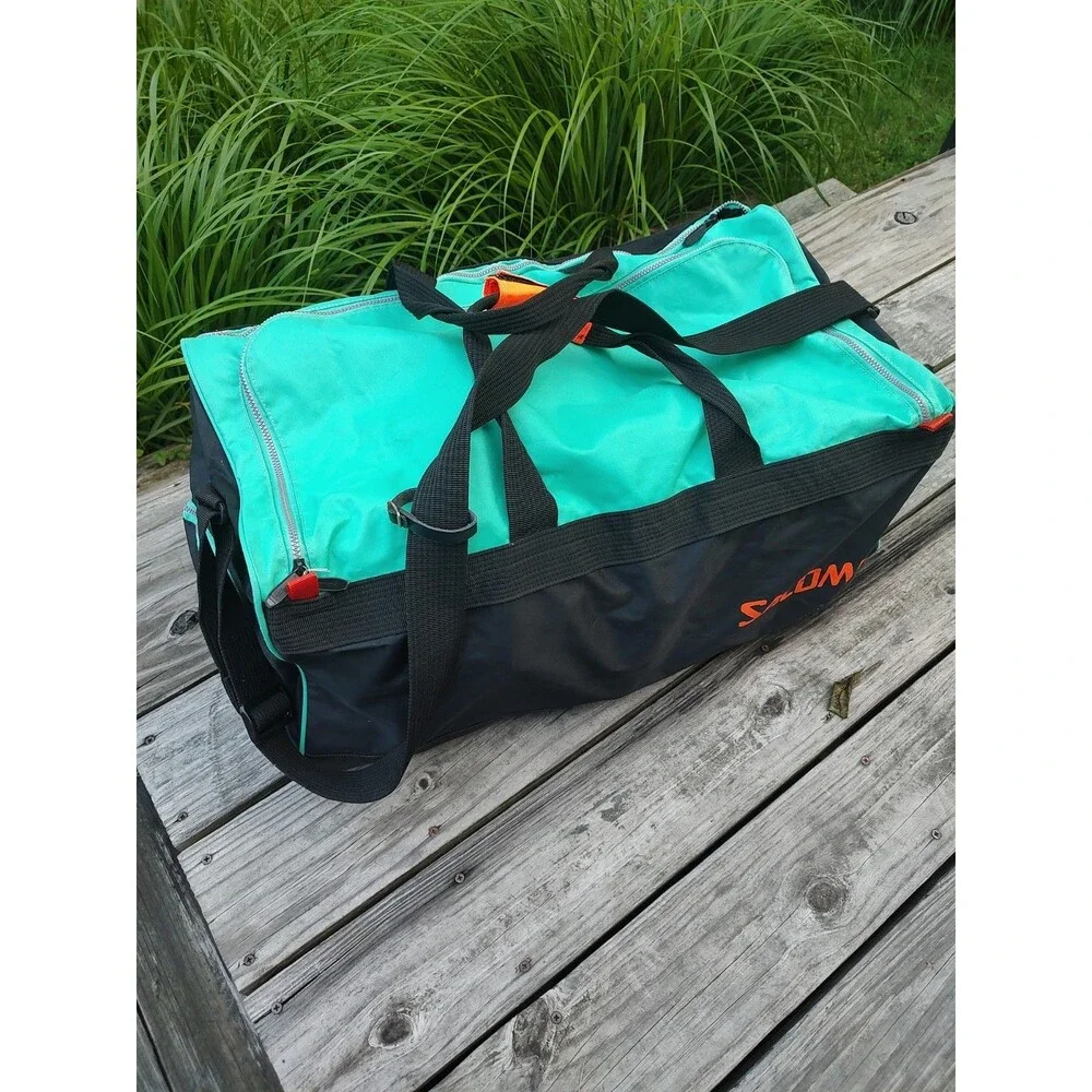 VTG 80s/90s Era SALOMON CLUB Skiing/Large Ski DUFFEL BAG Black/Teal/Orange